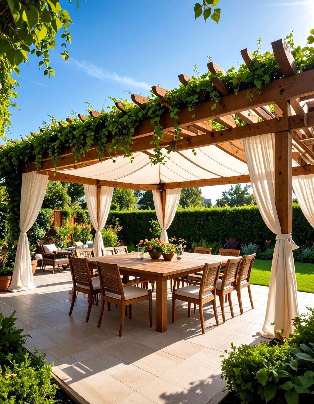 Pergola Installation for Overhead Definition and Shade - 20 Townhouse Backyard Ideas