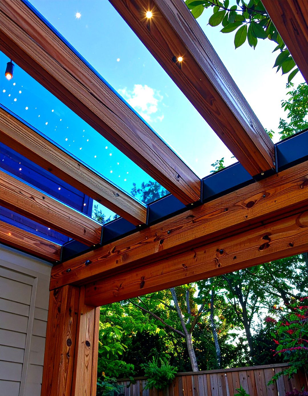 Pergola Mirror Canopy Throws Evening Glow - 20 Garden Mirror Ideas