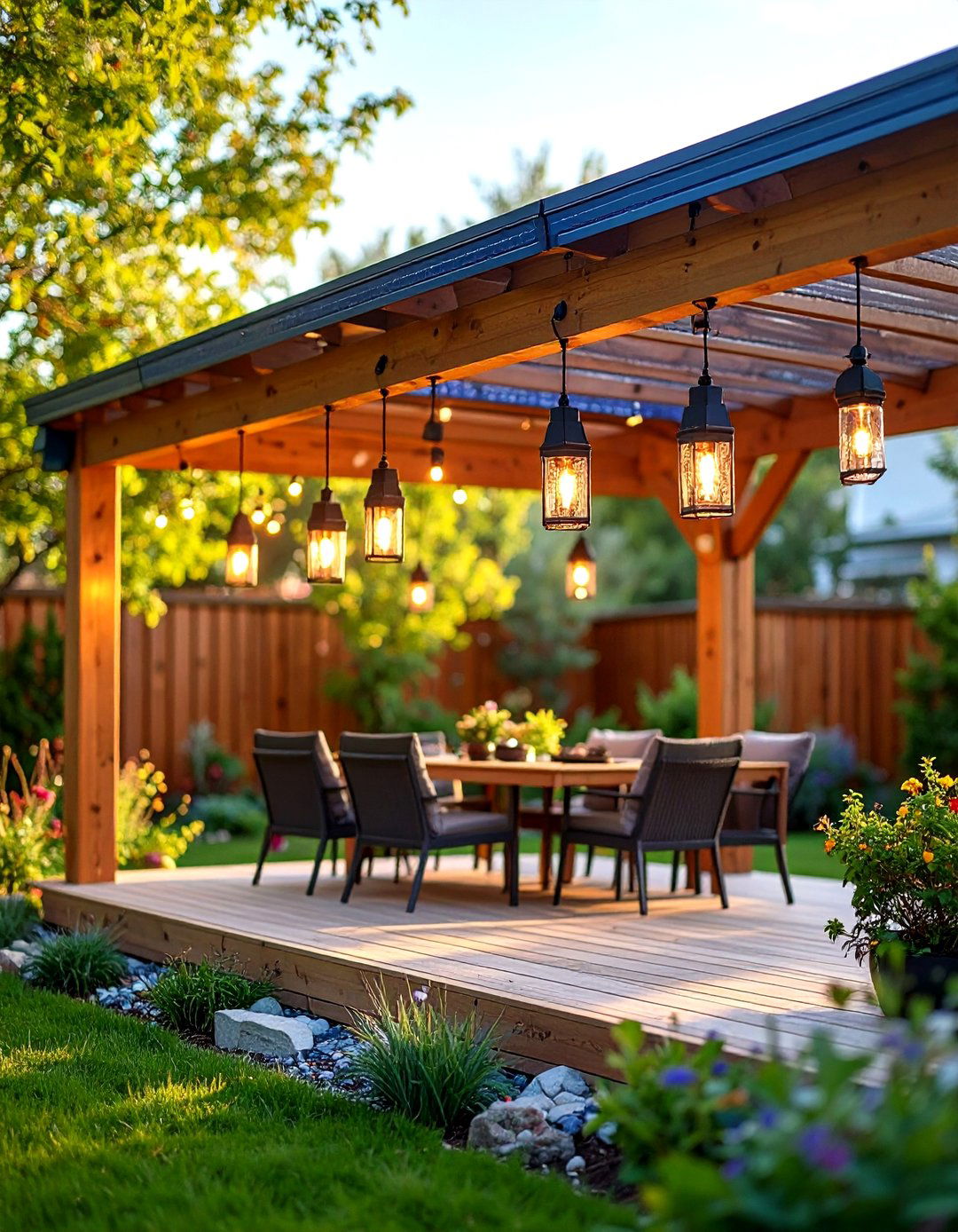 Pergola Solar Powered Lighting Garden - 20 Pergola Lighting Ideas