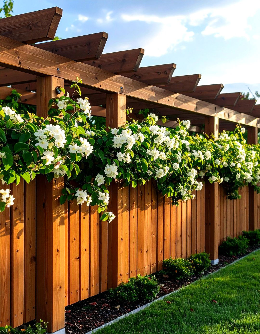 Pergola Top Privacy Front Yard Fence - 20 Front Yard Fence Ideas
