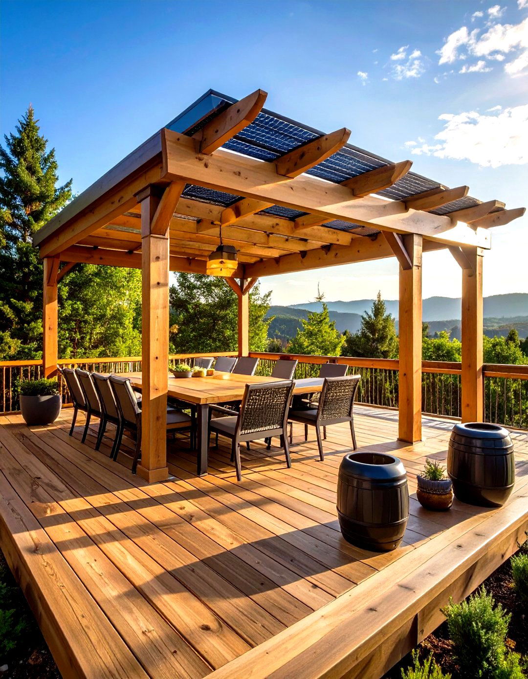 Pergola Topped Porch Deck Oasis - 20 Front Porch Deck Ideas