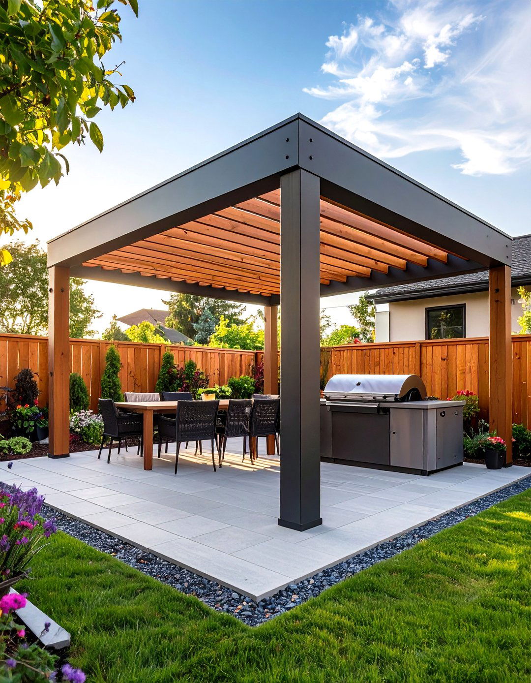 Pergola with Ceiling Fan and Heater - 20 Small Patio Pergola Ideas