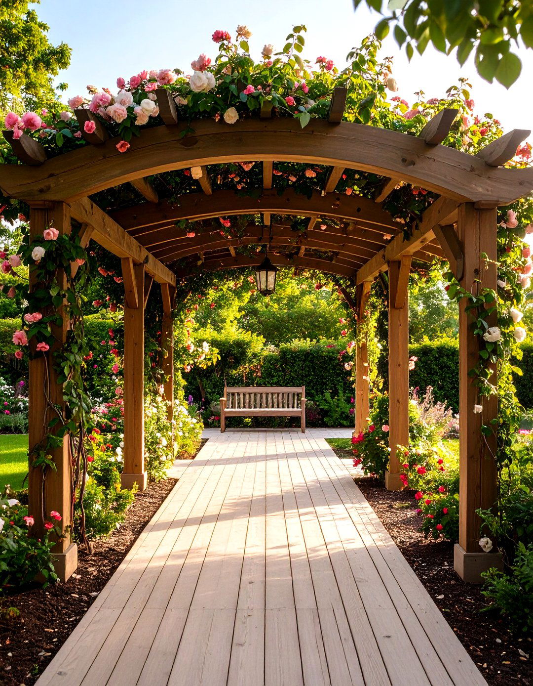 Pergola with Climbing Plants - 20 Semi Circle Patio Ideas and Inspiration