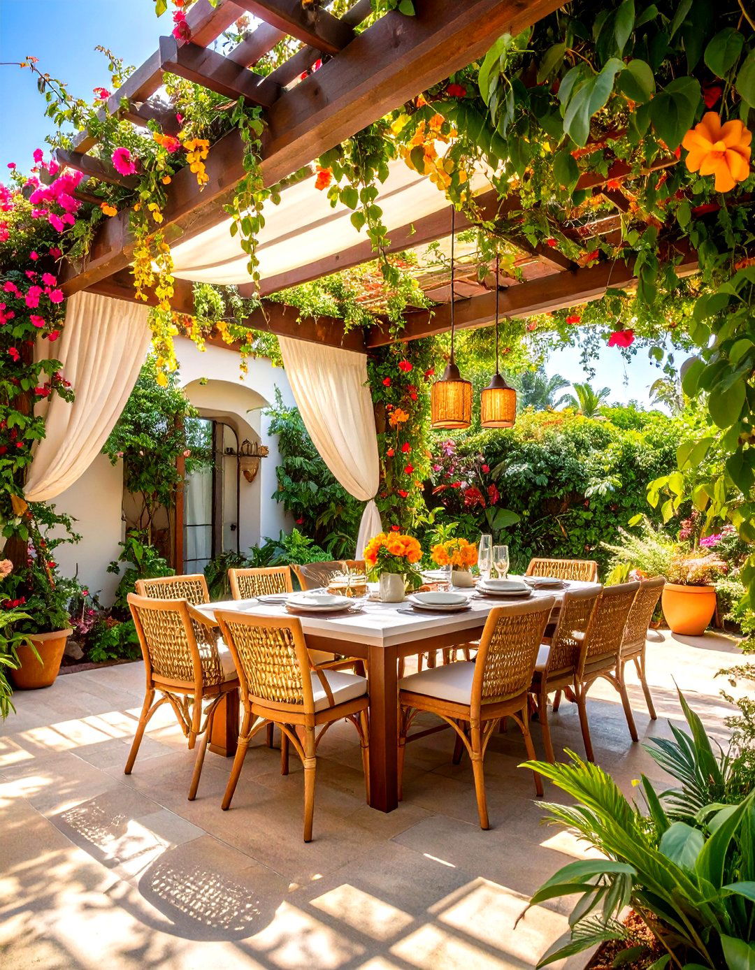 Pergola with Climbing Vines - 20 Tropical Landscape Ideas