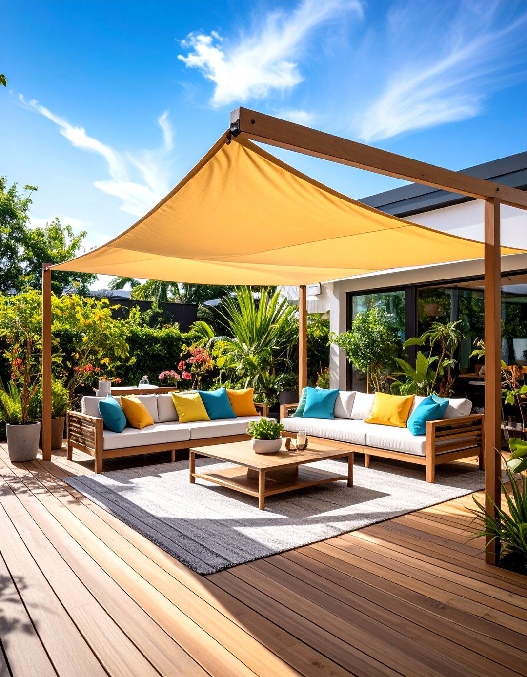 Pergola with Climbing Vines Partially Covered Deck - 20 Partially Covered Deck Ideas