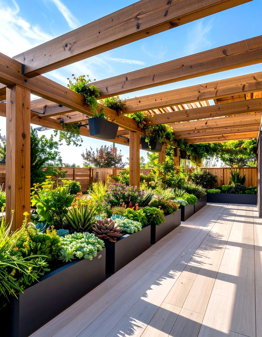 Pergola with Integrated Planters - 20 Small Patio Pergola Ideas