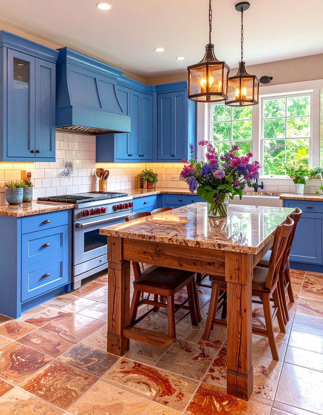 Periwinkle Blue Kitchen Cabinets with Tan Brown Granite - 20 blue kitchen cabinets with brown granite countertops