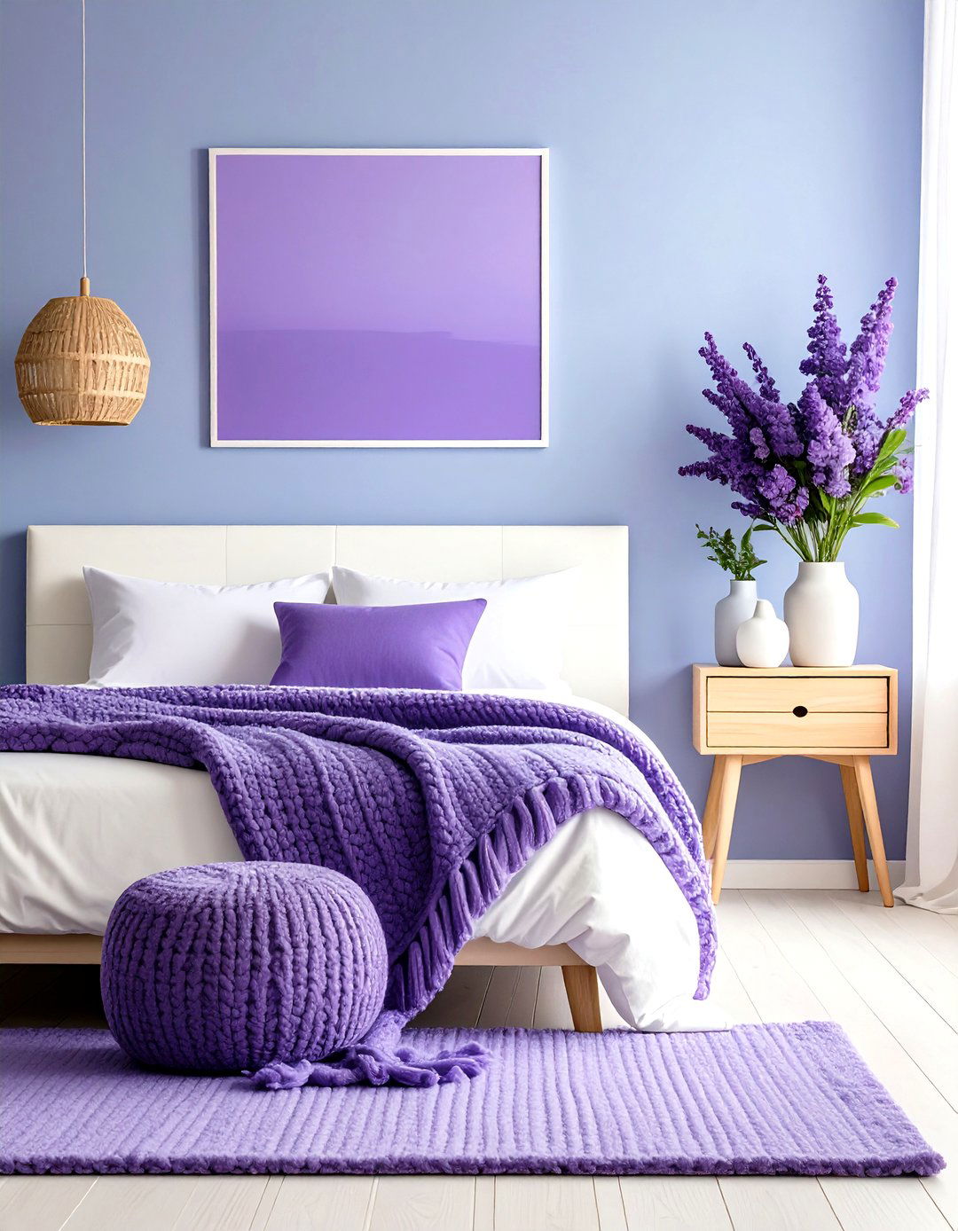 Periwinkle Blue and Purple Minimalist Sanctuary - 20 Blue and Purple Bedroom Ideas