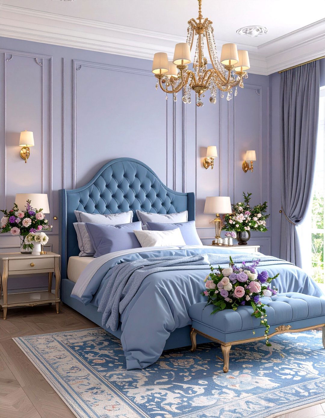 Periwinkle and Champagne Romantic Dreamy Escape - 20 Blue and Purple Bedroom Ideas