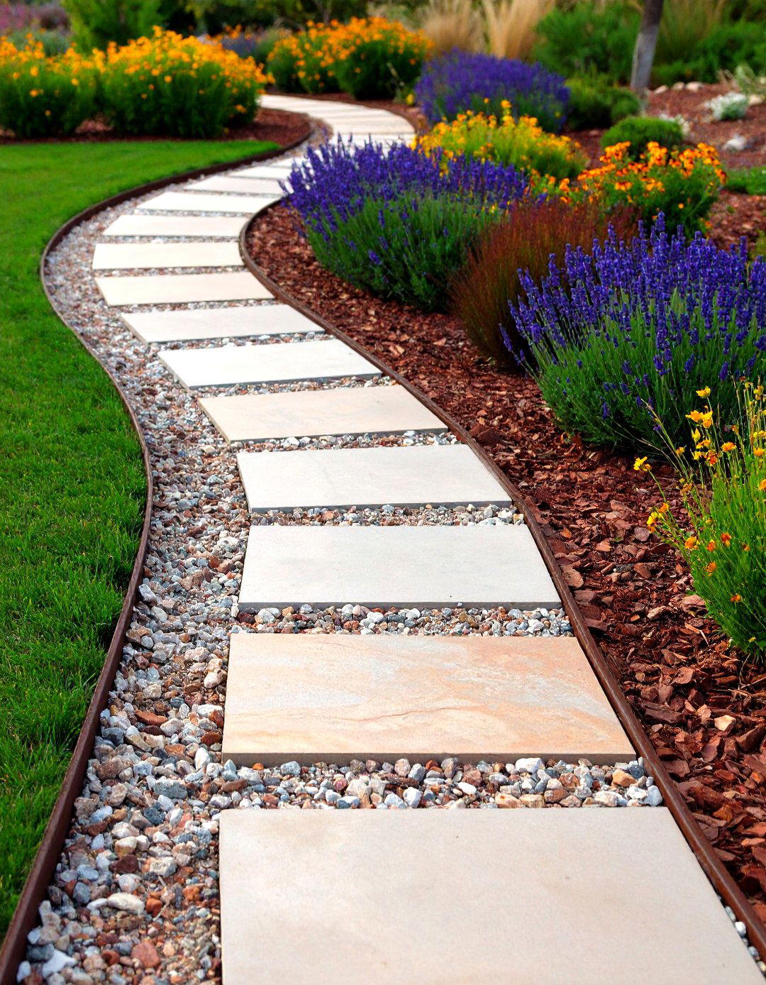 Permeable Decomposed Granite Walkway Ribbon - 20 Granite Walkway Ideas