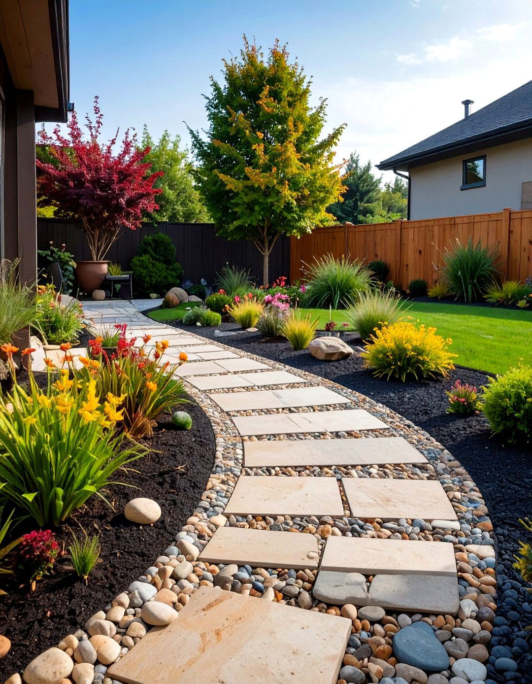 Permeable Eco Flagstone Patio with Pebble Joints - 20 Flagstone Patio Ideas