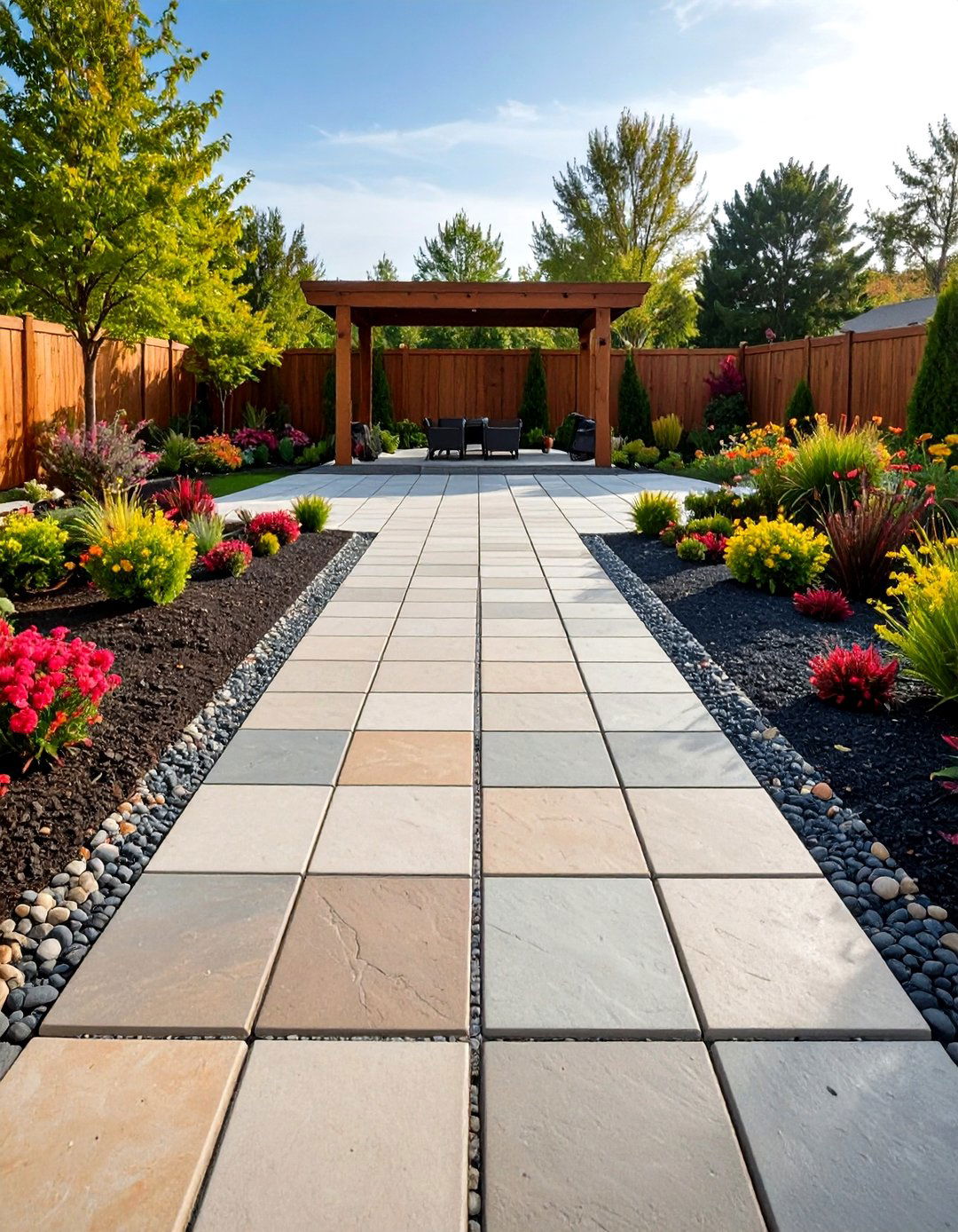 Permeable Paver Front Yard Patio Platform - 20 Front Yard Patio Ideas