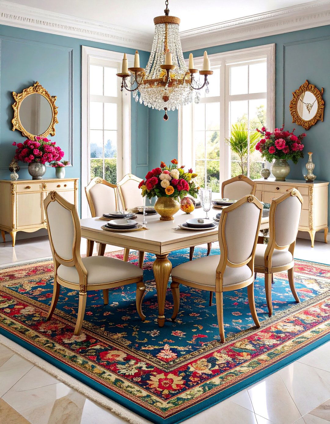 Persian Style Dining Room Rug for Timeless Anchoring - 20 Dining Room Rug Ideas