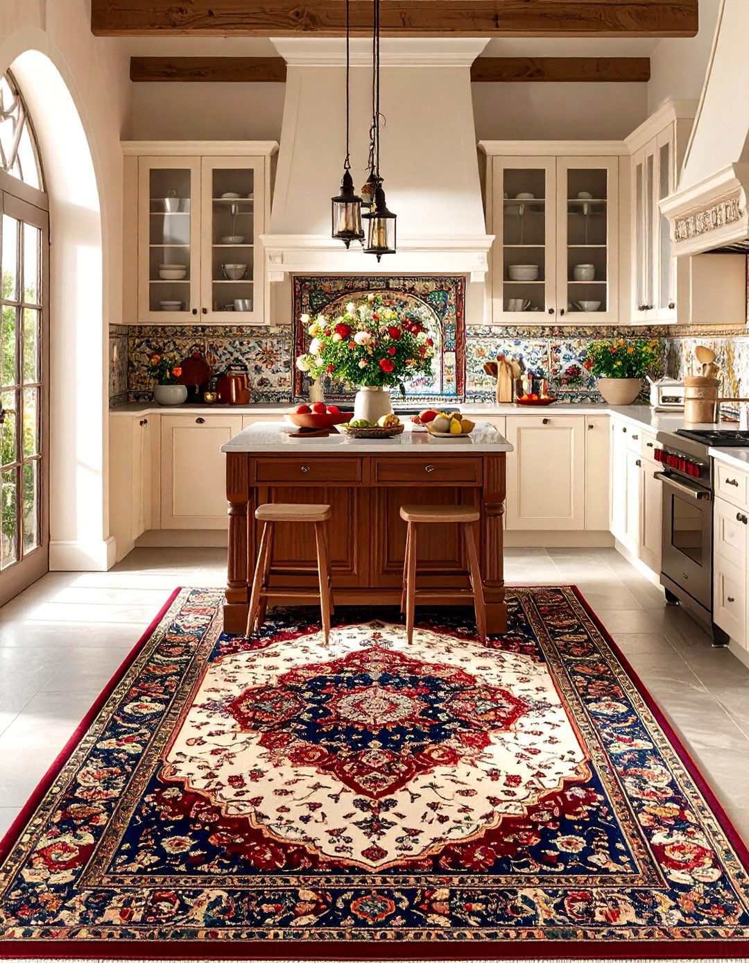 Persian Style Kitchen Rug with Traditional Motifs - 20 Kitchen Rug Ideas