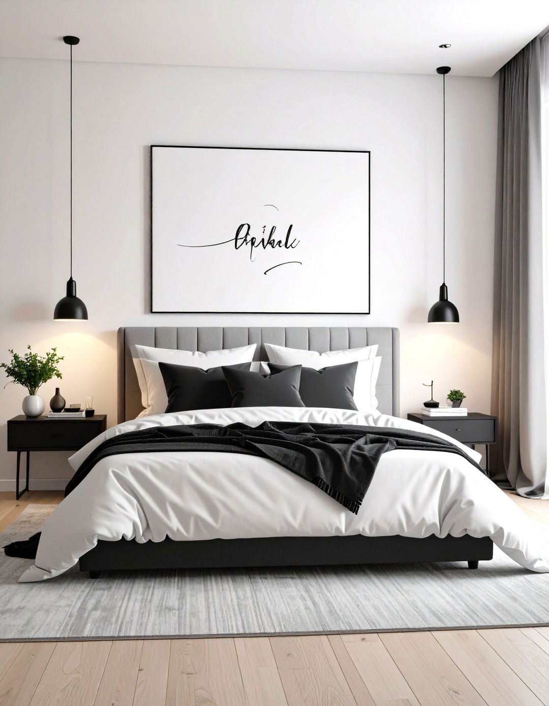 Personalized Calligraphy Quotes in Ink - 20 Feminine Black and White Bedroom Ideas