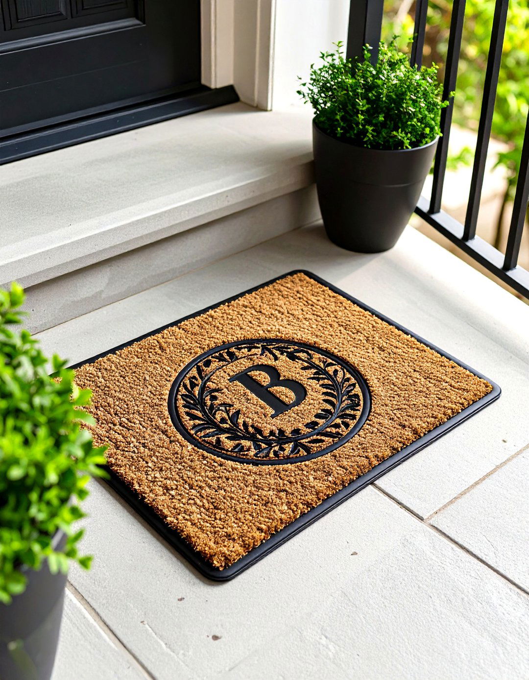 Personalized Monogram Painted Front Door Mat - 20 Front Door Mat Ideas