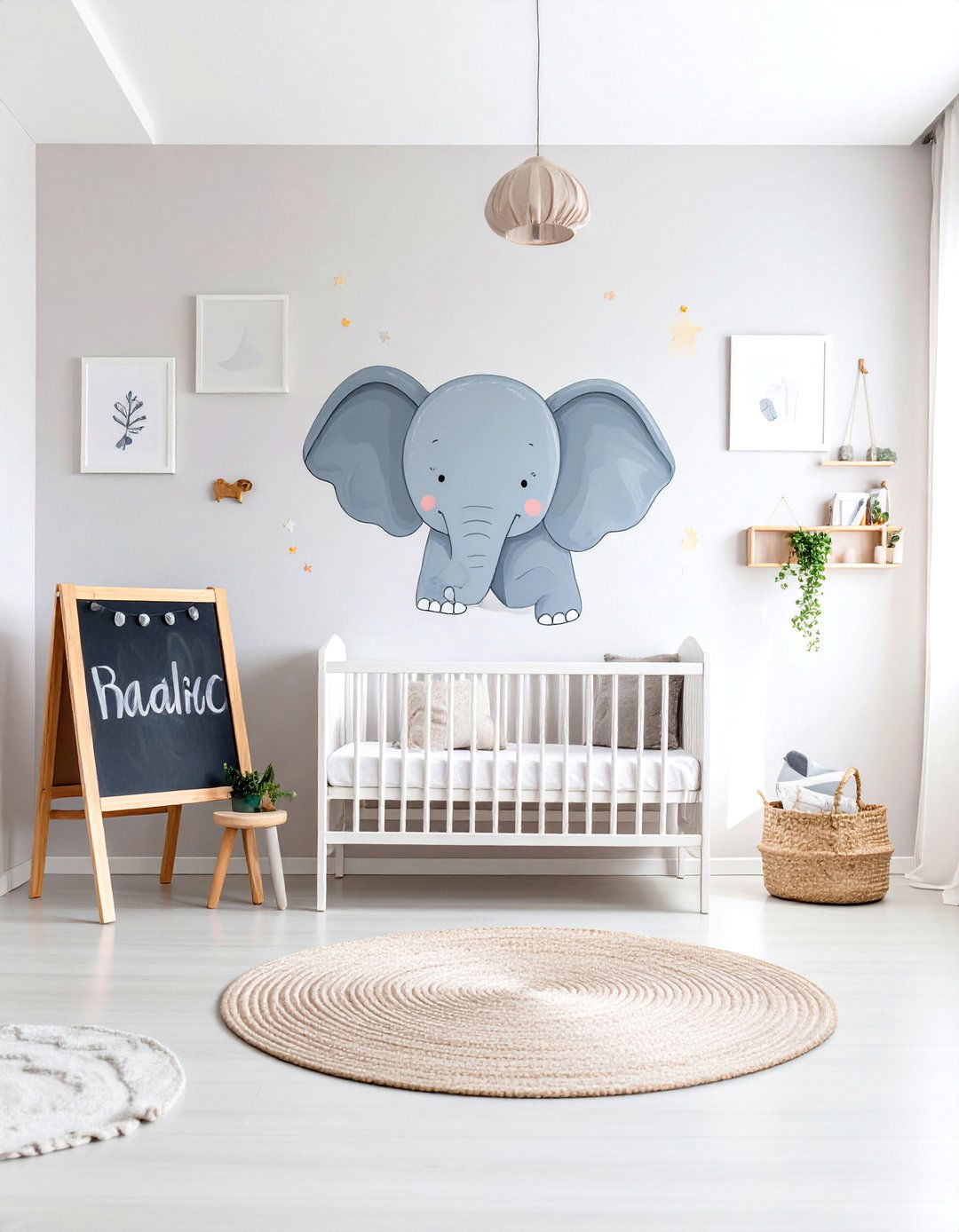 Personalized Name and Elephant Mural Nursery - 20 Elephant Nursery Ideas