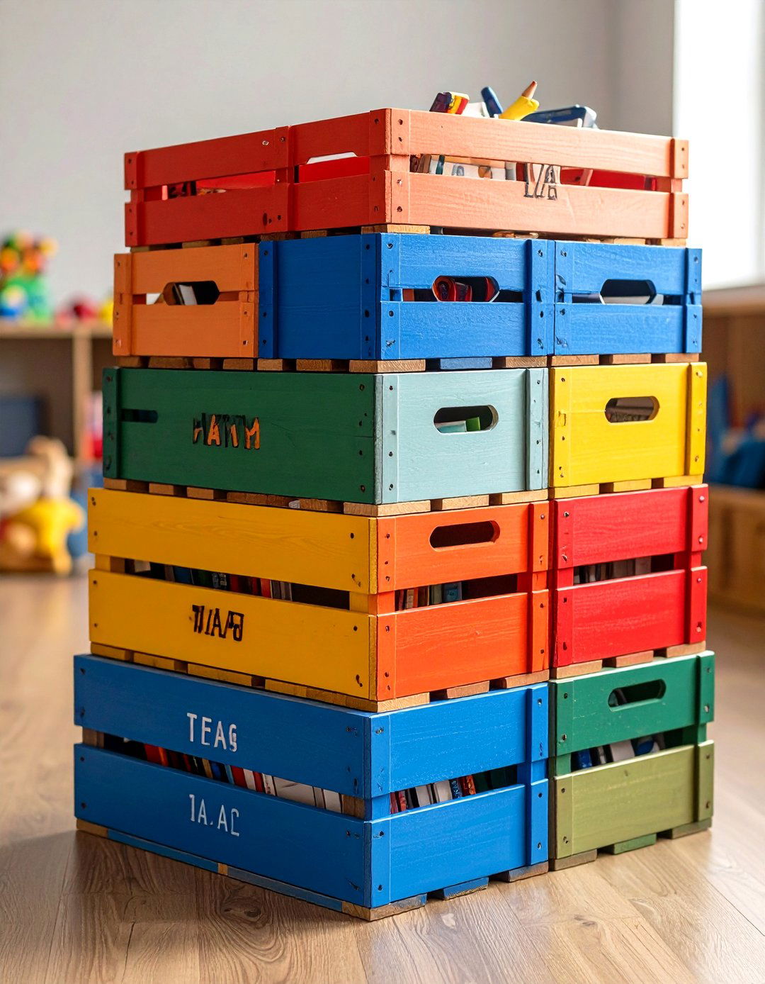 Personalized Wooden Crate Storage - 20 Sports Nursery Ideas