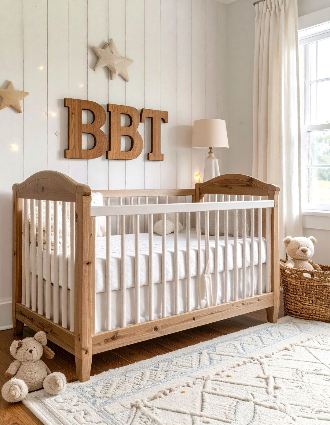 Personalized Wooden Name Sign Creates a Focal Point - 20 Farmhouse Nursery Ideas