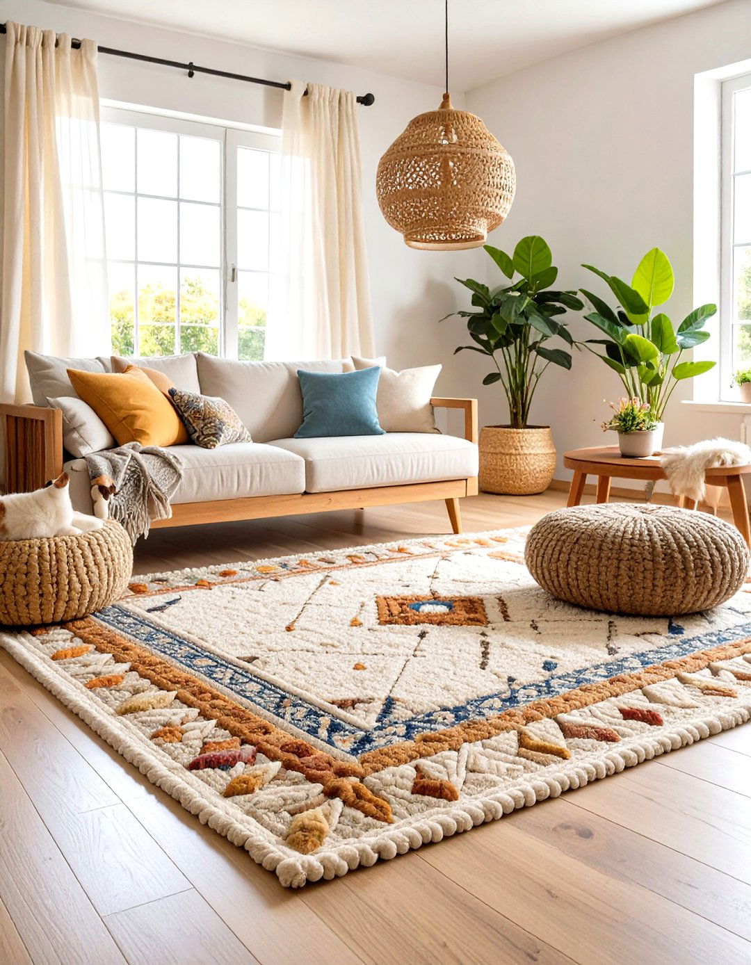 Pet Friendly Wool or Jute Rugs Maintain Practicality - 20 Earthy Living Room Decor Ideas