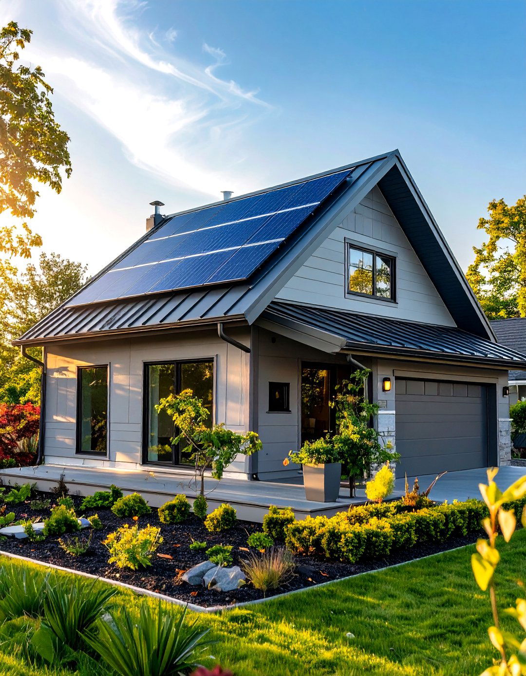 Pewter Gray Exterior with Sleek Metal Roofing - 20 Gray Exterior House Paint Ideas