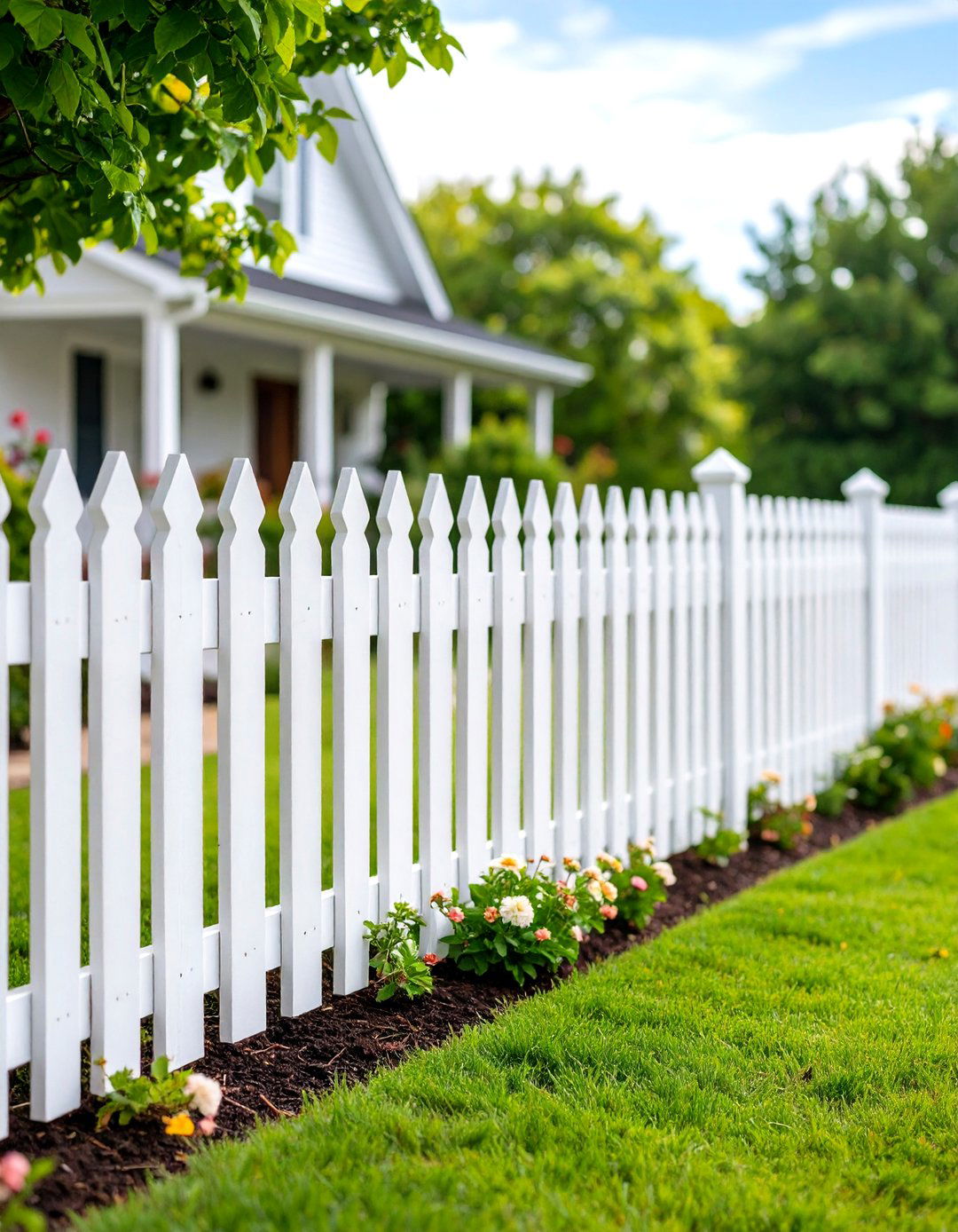 Picket Corner Fence with Classic American Appeal - 20 Corner Fence Ideas
