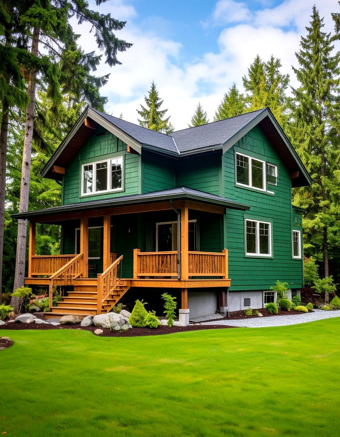 Picking the Right Siding Material - 20 Forest Green House With Black Trim