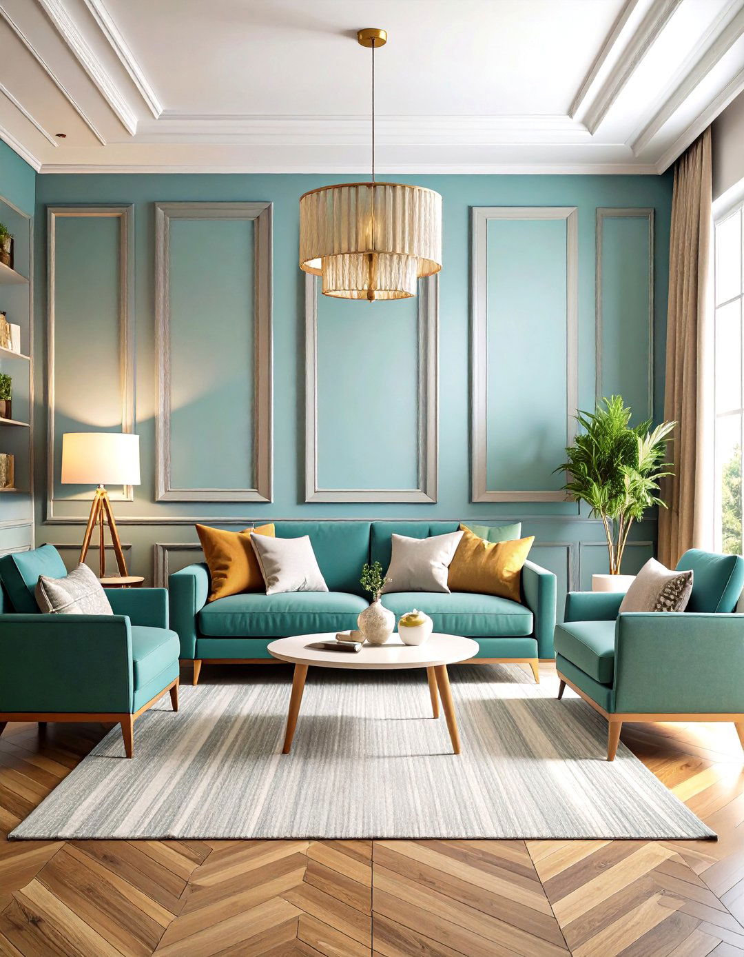 Picture Frame Living Room Wainscoting Overlay Design - 20 Living Room Wainscoting Ideas