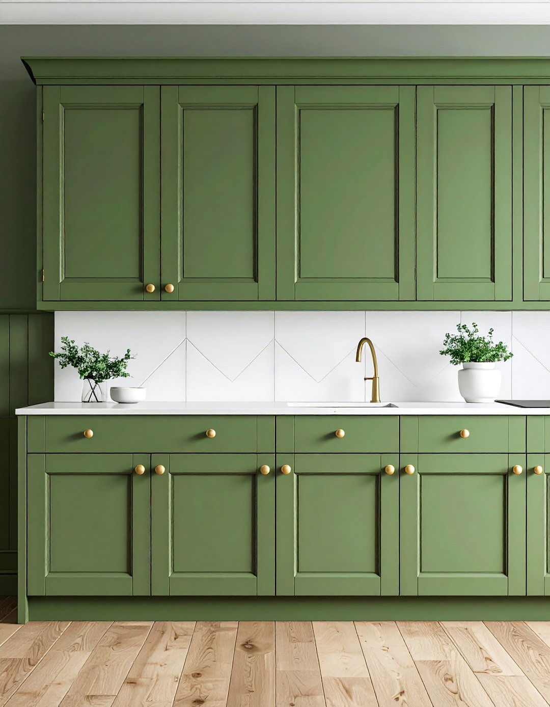 Pinched Door Details on Sage Green Cabinets - 20 Rustic Sage Green Kitchen Cabinets
