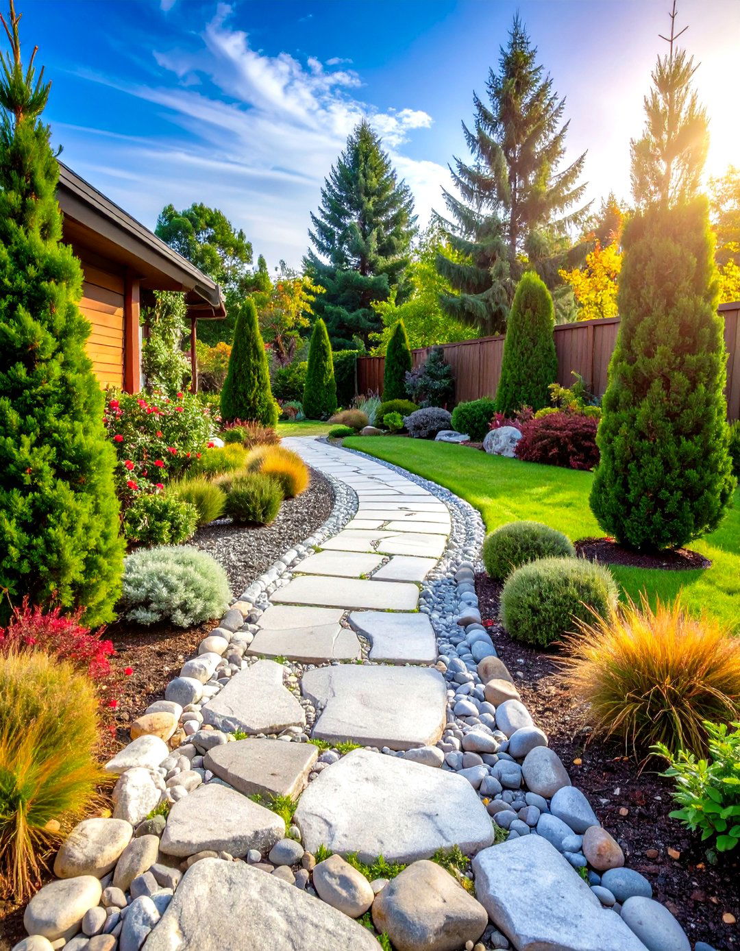 Pine Tree Pathway Border Landscape - 20 Pine Tree Landscape Ideas