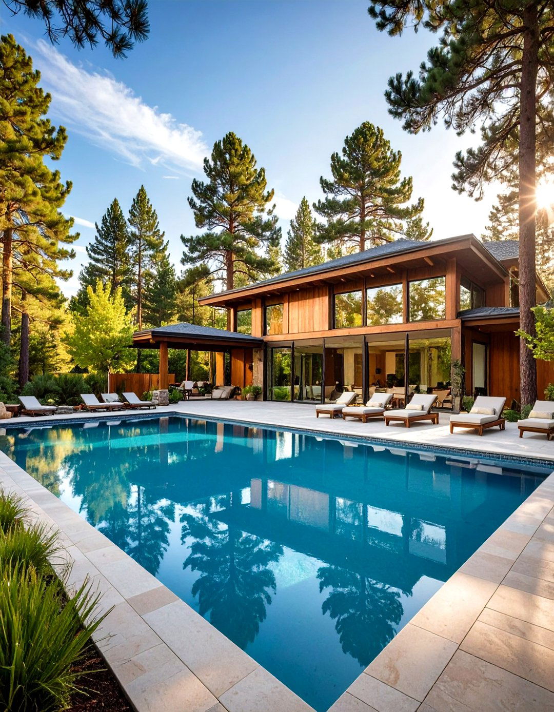 Pine Tree Poolside Oasis Landscape - 20 Pine Tree Landscape Ideas
