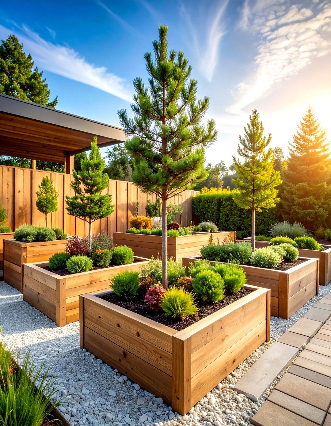 Pine Tree Raised Bed Showcase Design - 20 Pine Tree Landscape Ideas