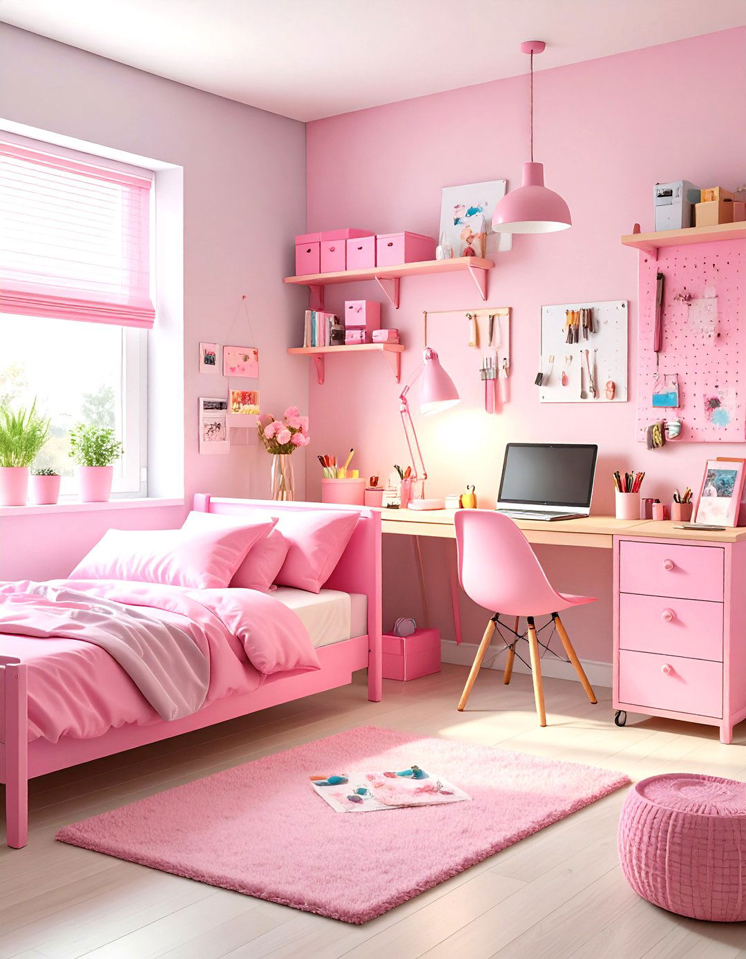 Pink Artistic Dorm Room Studio - 20 Pink Dorm Room Ideas