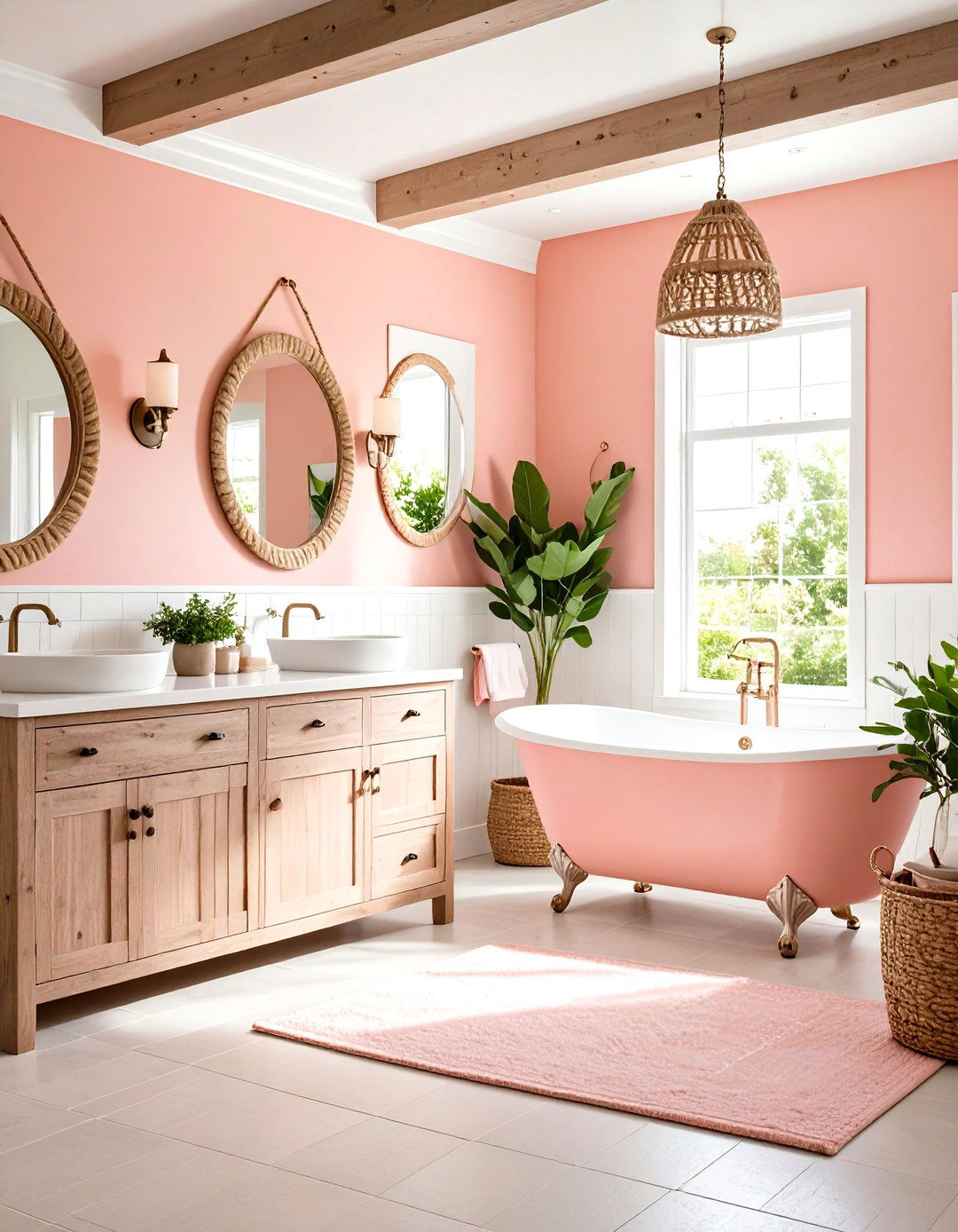 Pink Bathroom Coastal Cottage Style - 20 Pink Bathroom Ideas