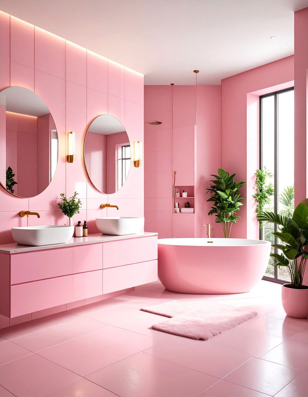 Pink Bathroom Contemporary Geometric Design - 20 Pink Bathroom Ideas