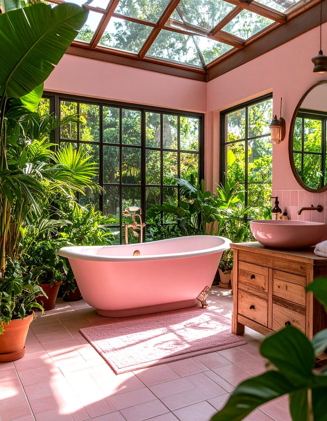 Pink Bathroom Garden Conservatory Style - 20 Pink Bathroom Ideas
