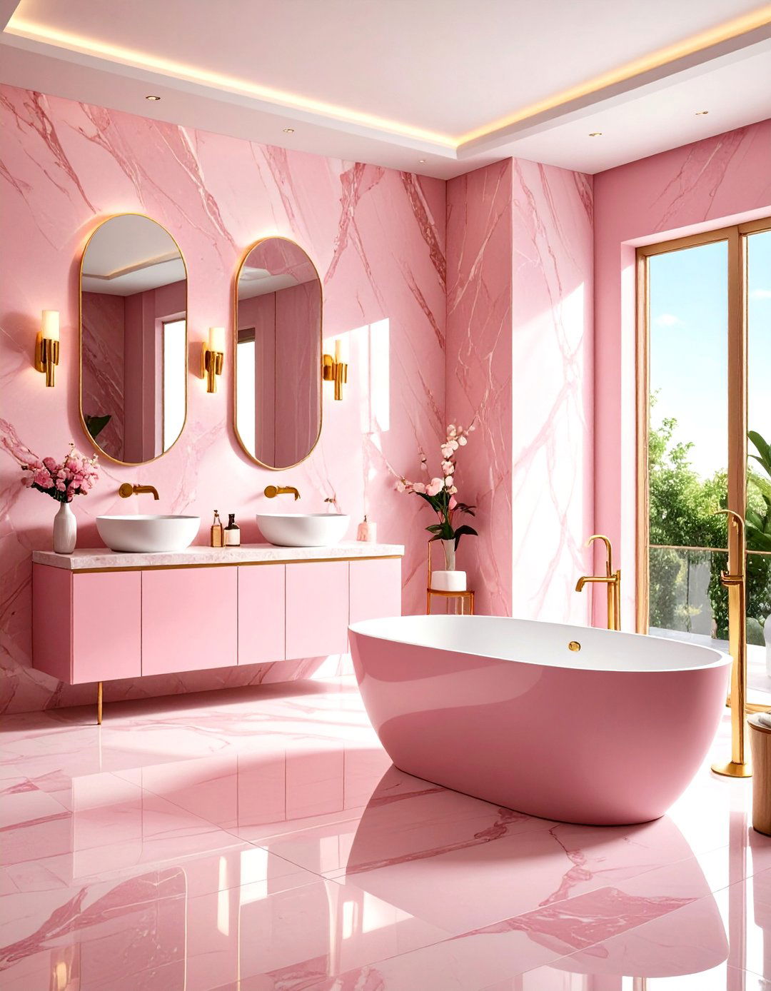Pink Bathroom Luxury Hotel Suite - 20 Pink Bathroom Ideas