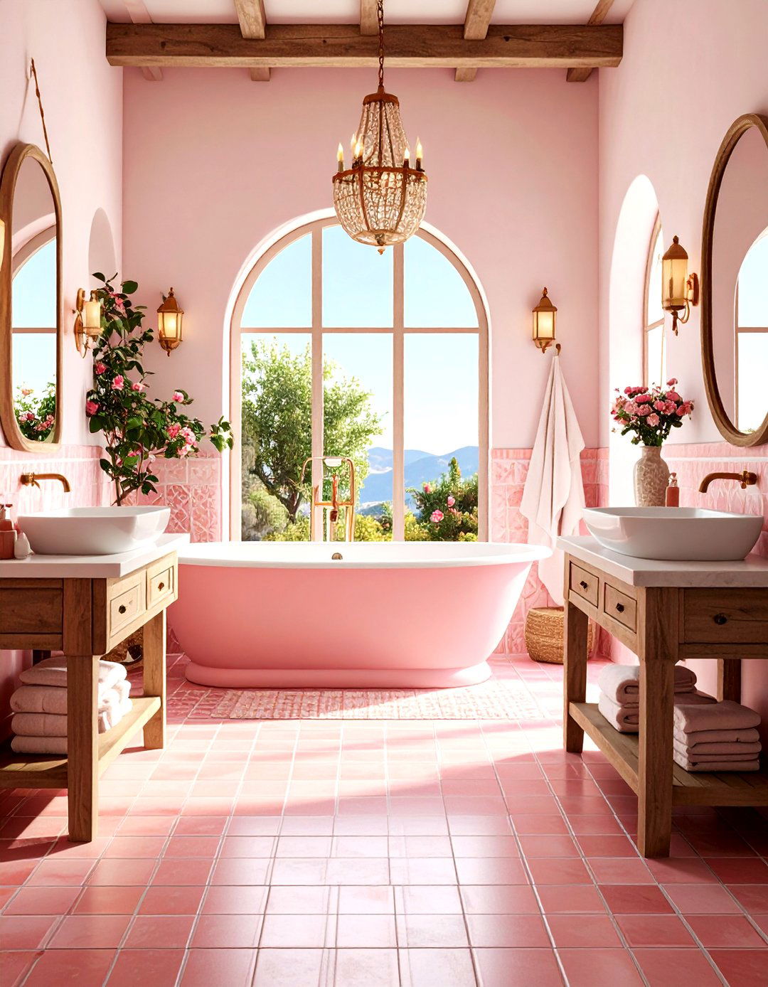 Pink Bathroom Mediterranean Tile Oasis - 20 Pink Bathroom Ideas