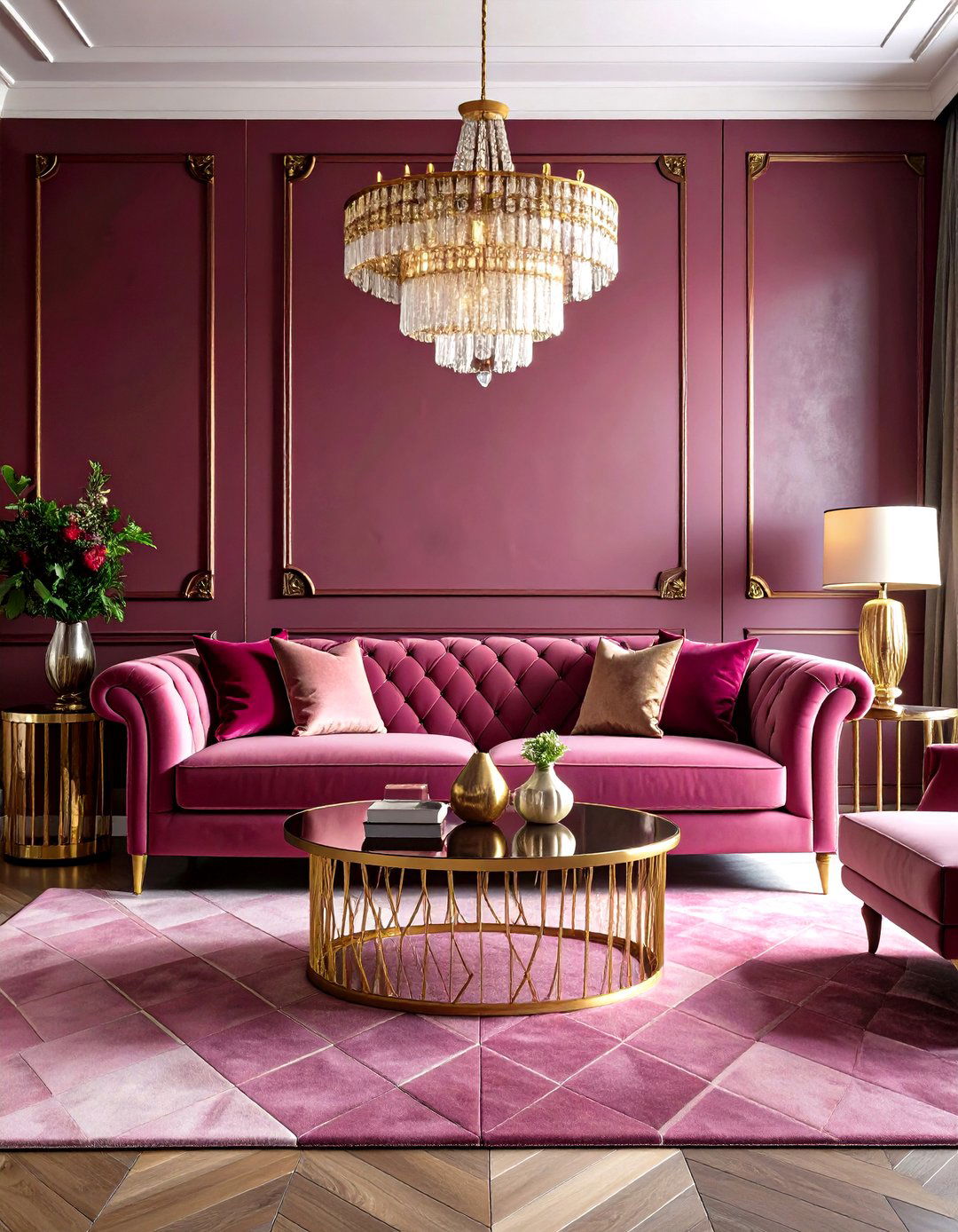 Pink Couch Art Deco Glamour Living Room - 20 Pink Couch Living Room Ideas