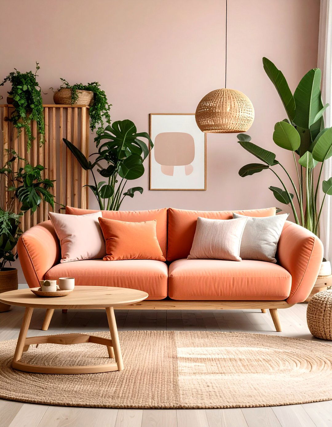 Pink Couch Contemporary Organic Living Room - 20 Pink Couch Living Room Ideas