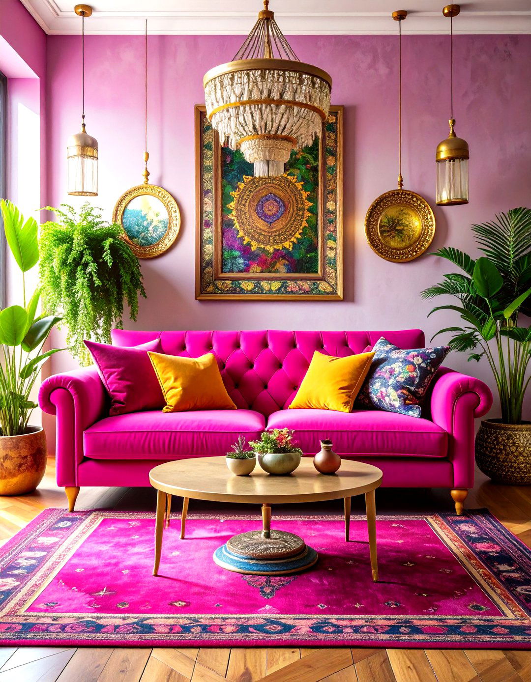 Pink Couch Maximalist Bohemian Living Room - 20 Pink Couch Living Room Ideas