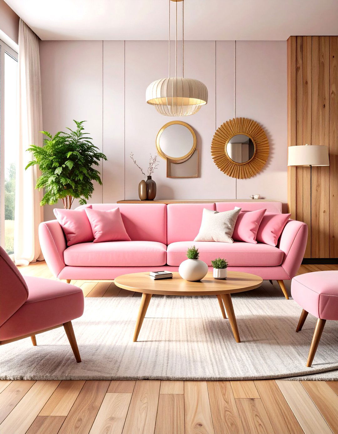 Pink Couch Mid Century Modern Living Room - 20 Pink Couch Living Room Ideas