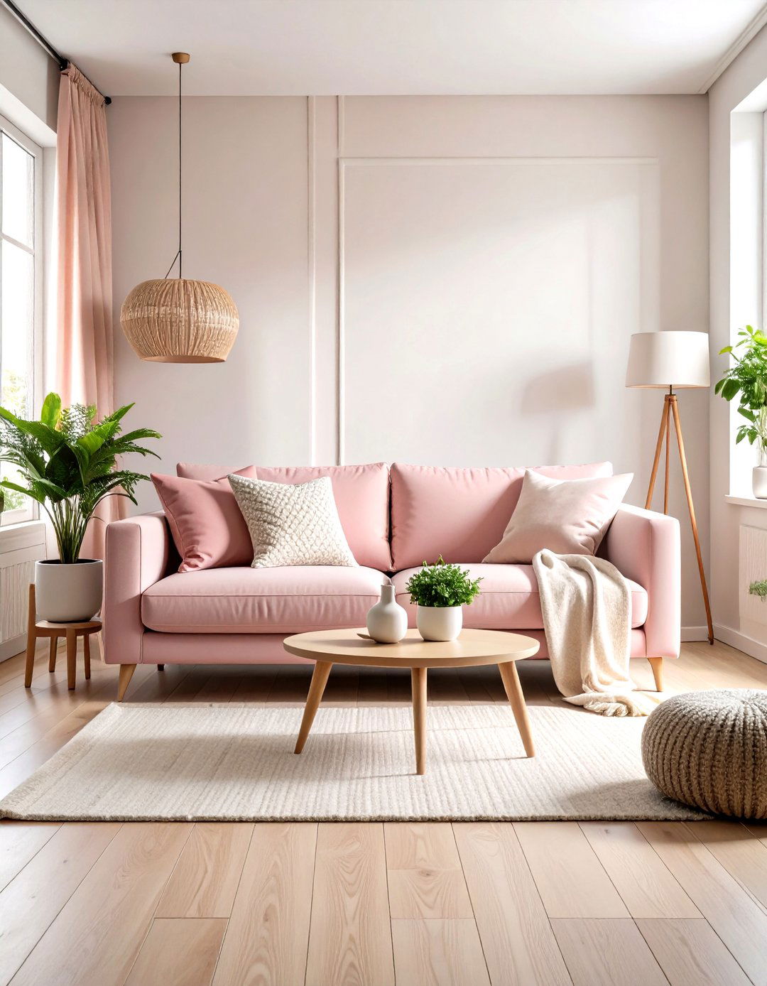 Pink Couch Scandinavian Minimalist Living Room - 20 Pink Couch Living Room Ideas