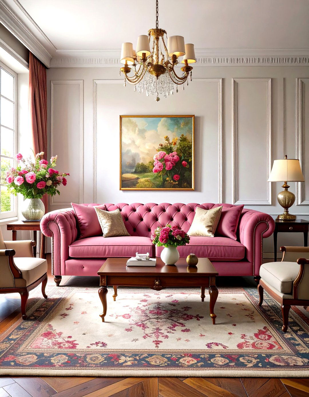 Pink Couch Traditional English Living Room - 20 Pink Couch Living Room Ideas