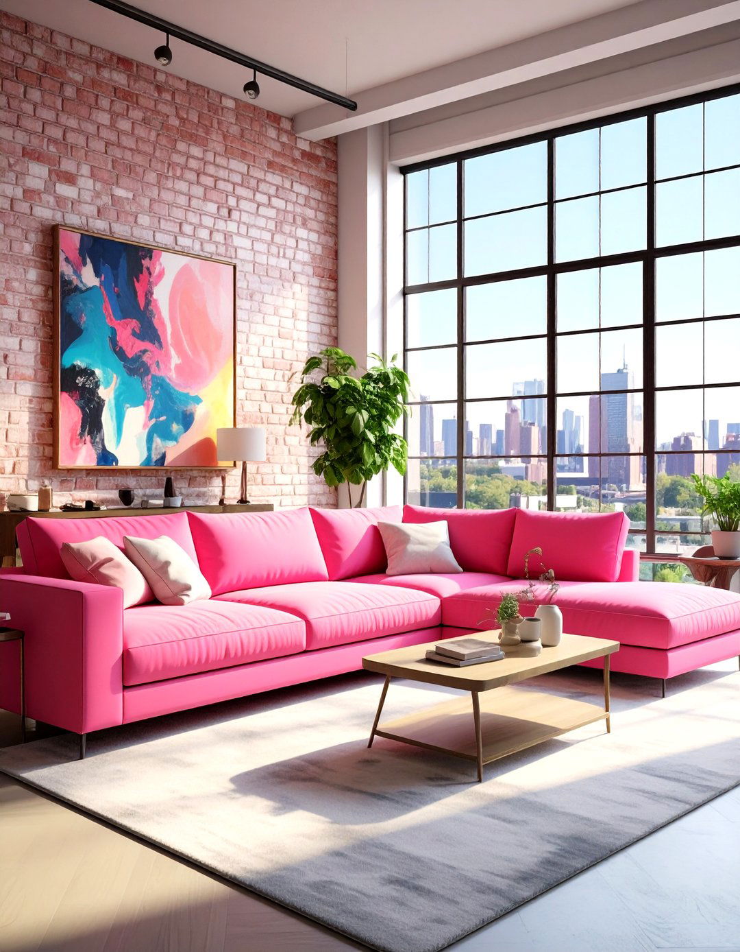 Pink Couch Urban Loft Living Room - 20 Pink Couch Living Room Ideas