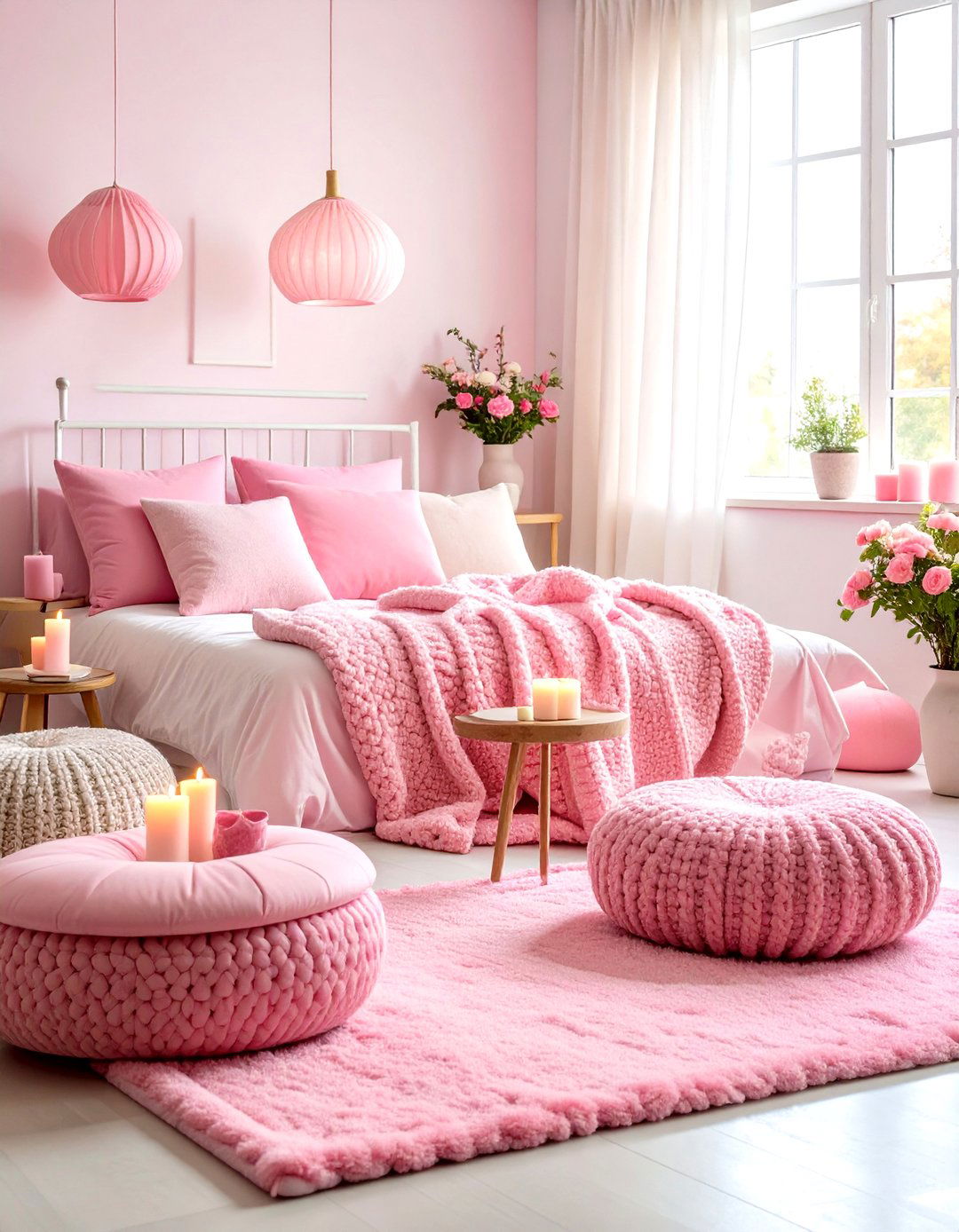 Pink Cozy Hygge Dorm Room Retreat - 20 Pink Dorm Room Ideas