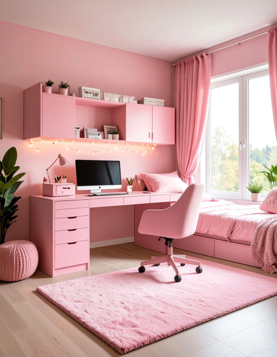 Pink Gaming Setup with Cozy Bedroom Integration - 20 Pink Gaming Setup Ideas