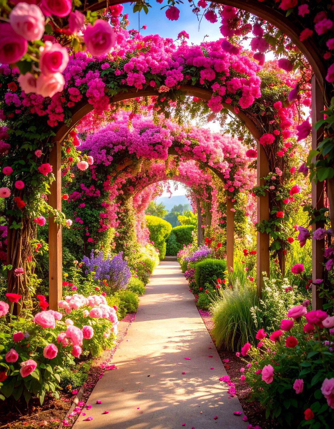 Pink Garden Climbing Vertical Display - 20 Pink Garden Ideas