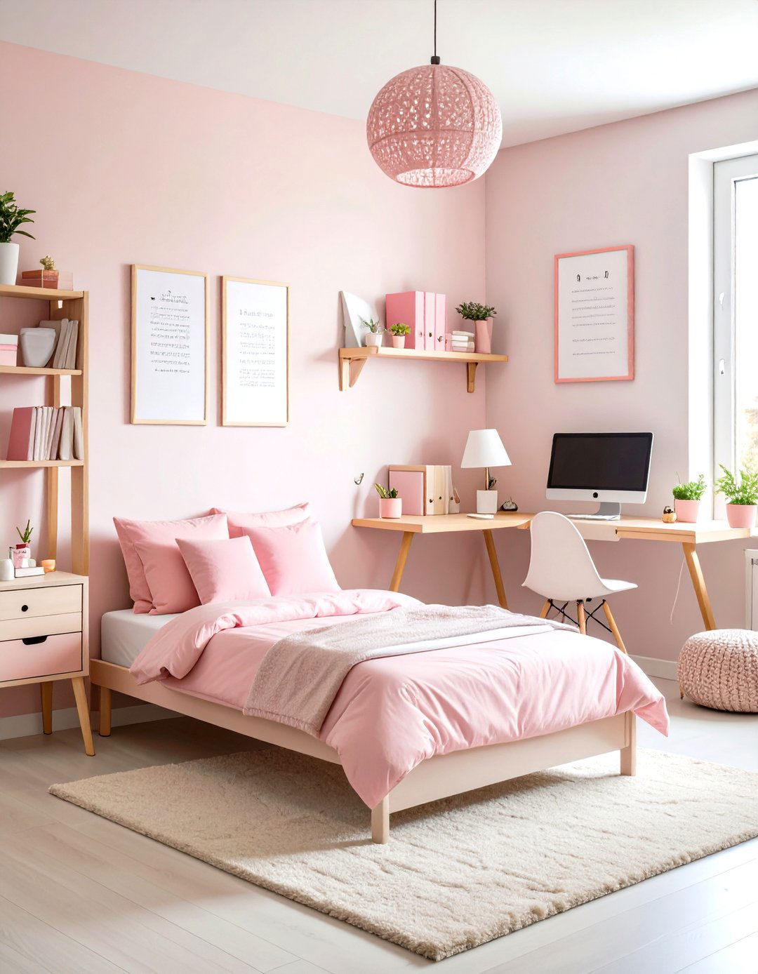 Pink Study Focused Dorm Room Productivity - 20 Pink Dorm Room Ideas