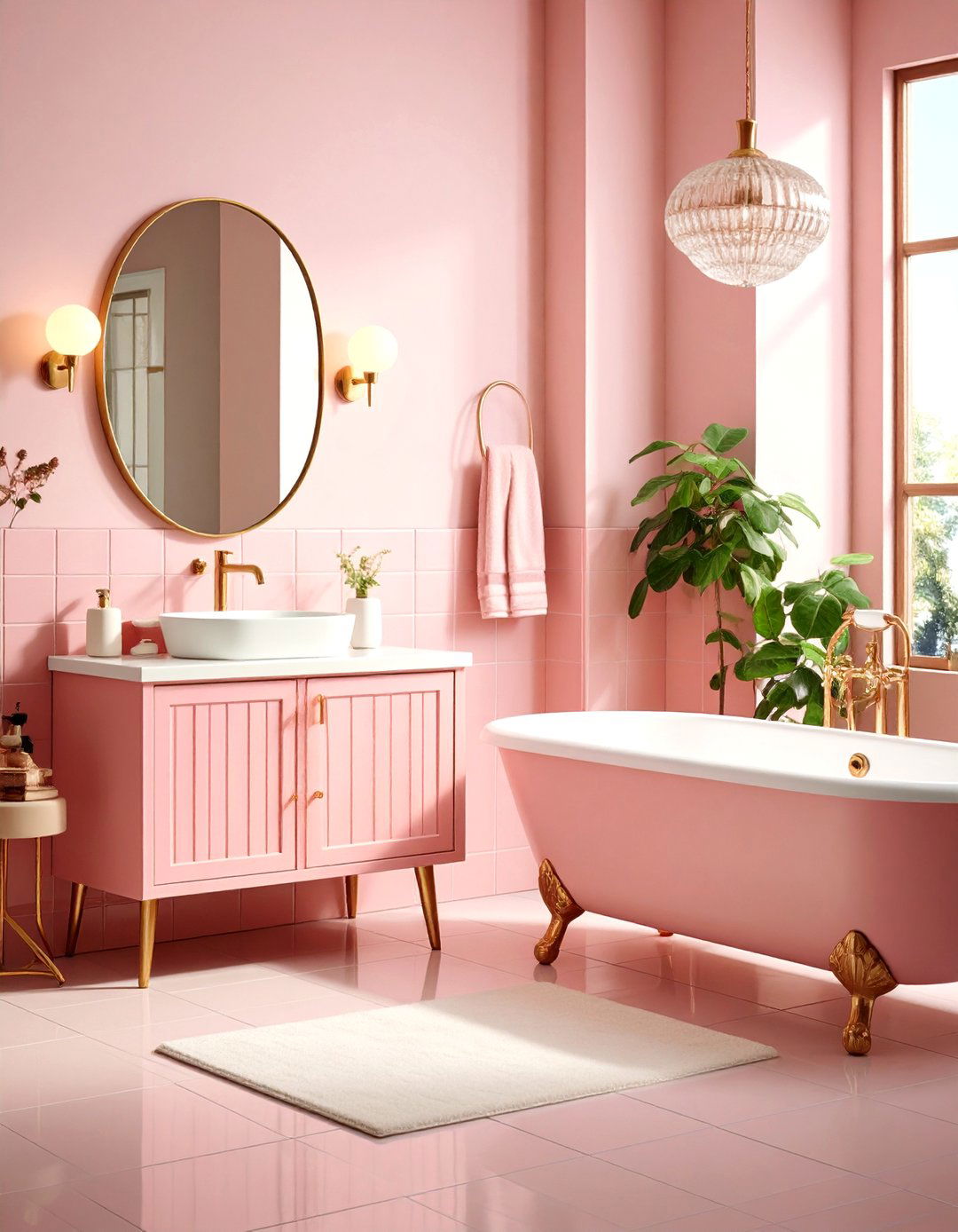 Pink Tile Mid Century Modern Bathroom - 20 Pink Tile Bathroom Ideas